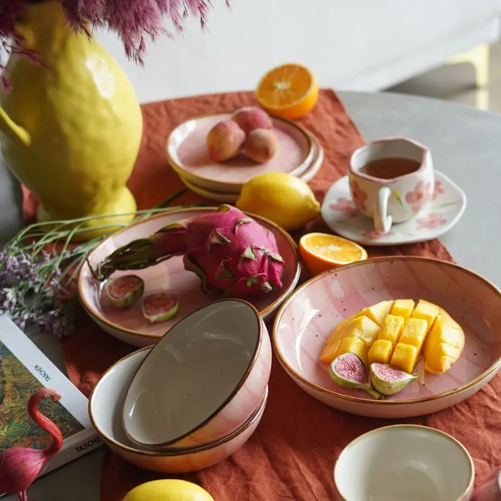 Pink dessert plates hotsell